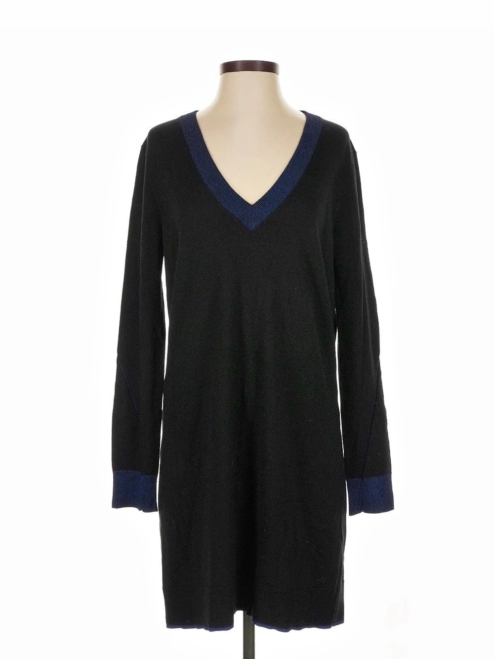 rag & bone Kendra V-Neck Sweater Dress Black & Blue Small Like New